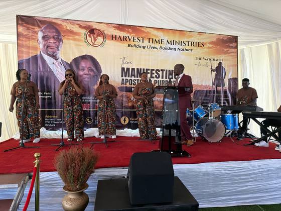 Singers and musicians ministering in song