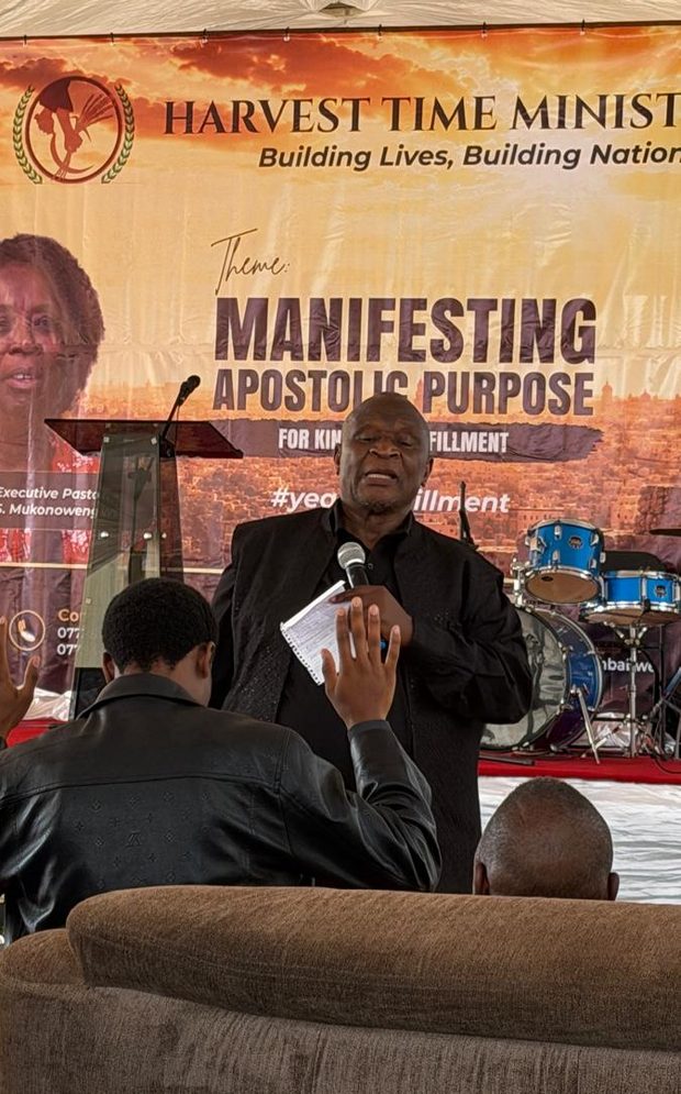 Apostle Dr. Felix Mukonowengwe ministering the Word